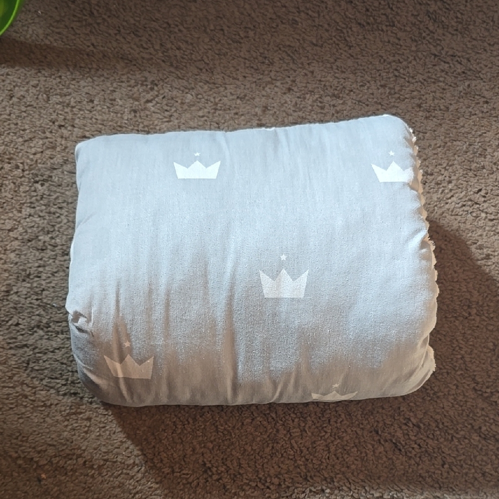 Light Blue Crown Print Baby Pillow